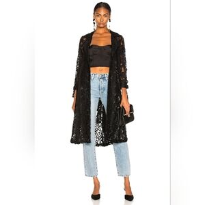 $700 Alexis Ivory White Draymond Lace Long Robe Trenchcoat XS